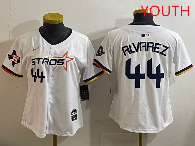 Youth Houston Astros #44 Alvarez White three generations Joint Name Nike 2025 MLB Jersey style 5->youth mlb jersey->Youth Jersey